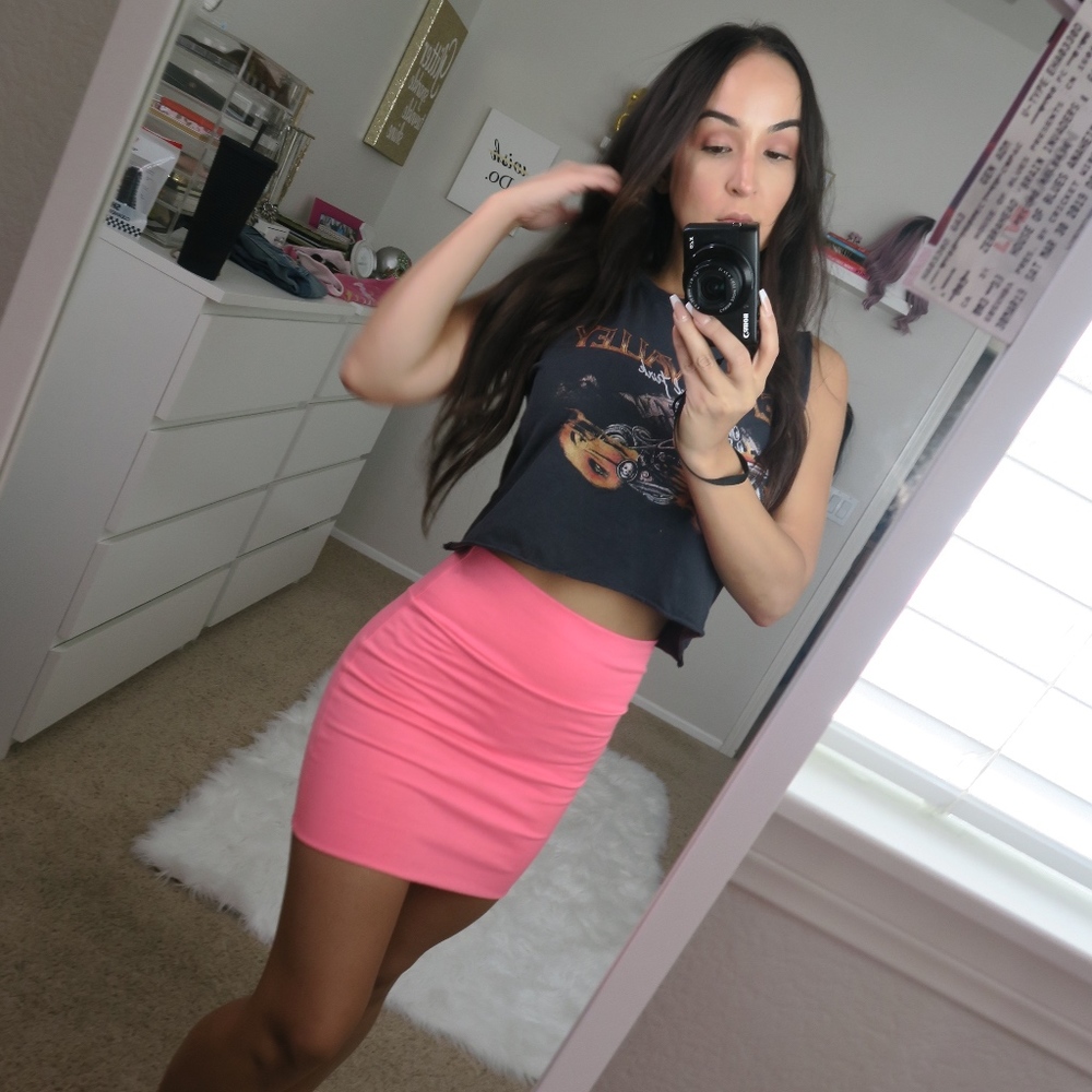 HOT PINK STRETCH COTTON MINI SKIRT